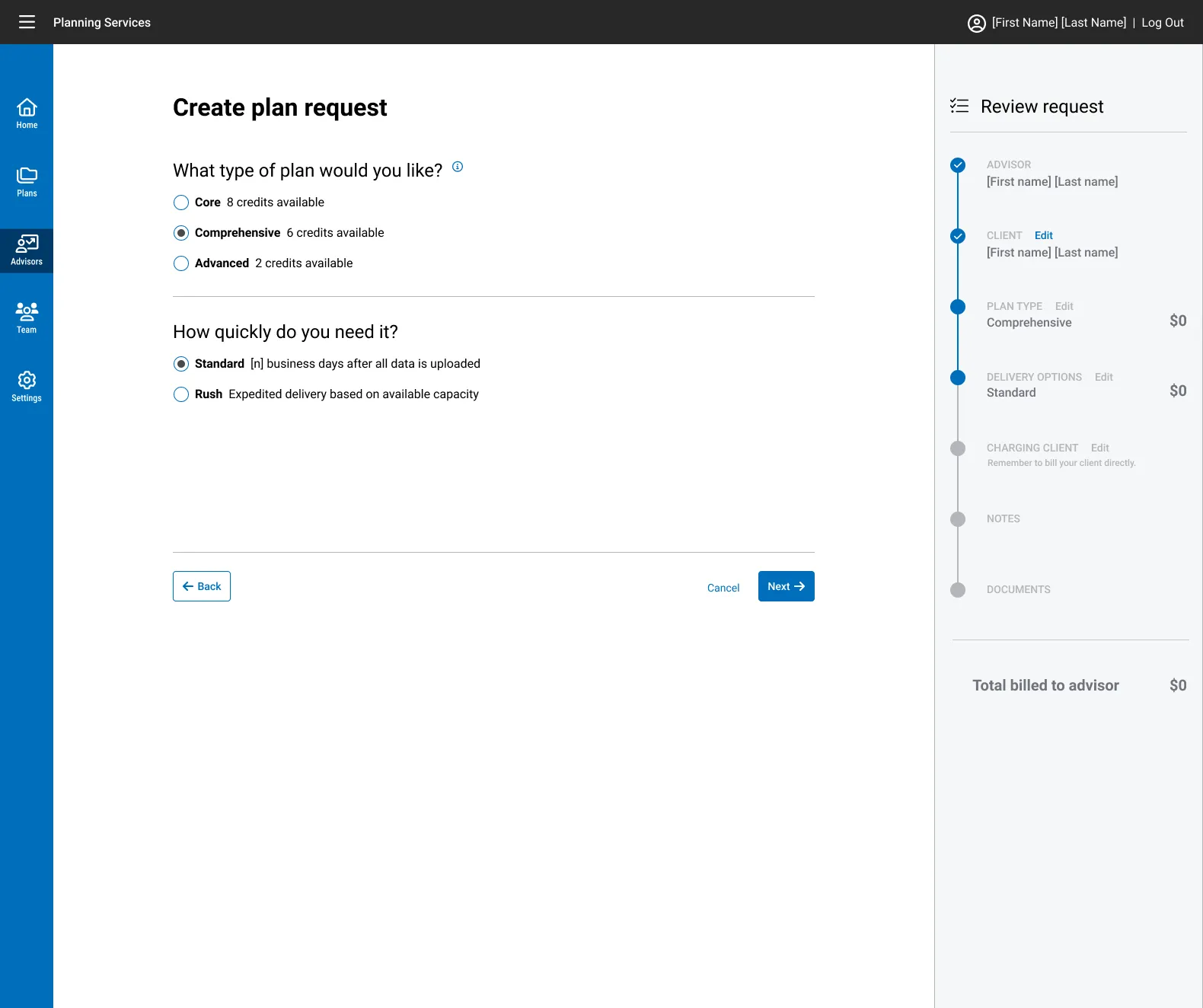 Shipped: a guided wizard, one decision per step, with a persistent review rail