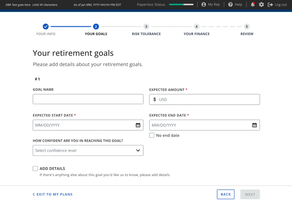 Retirement goals, before