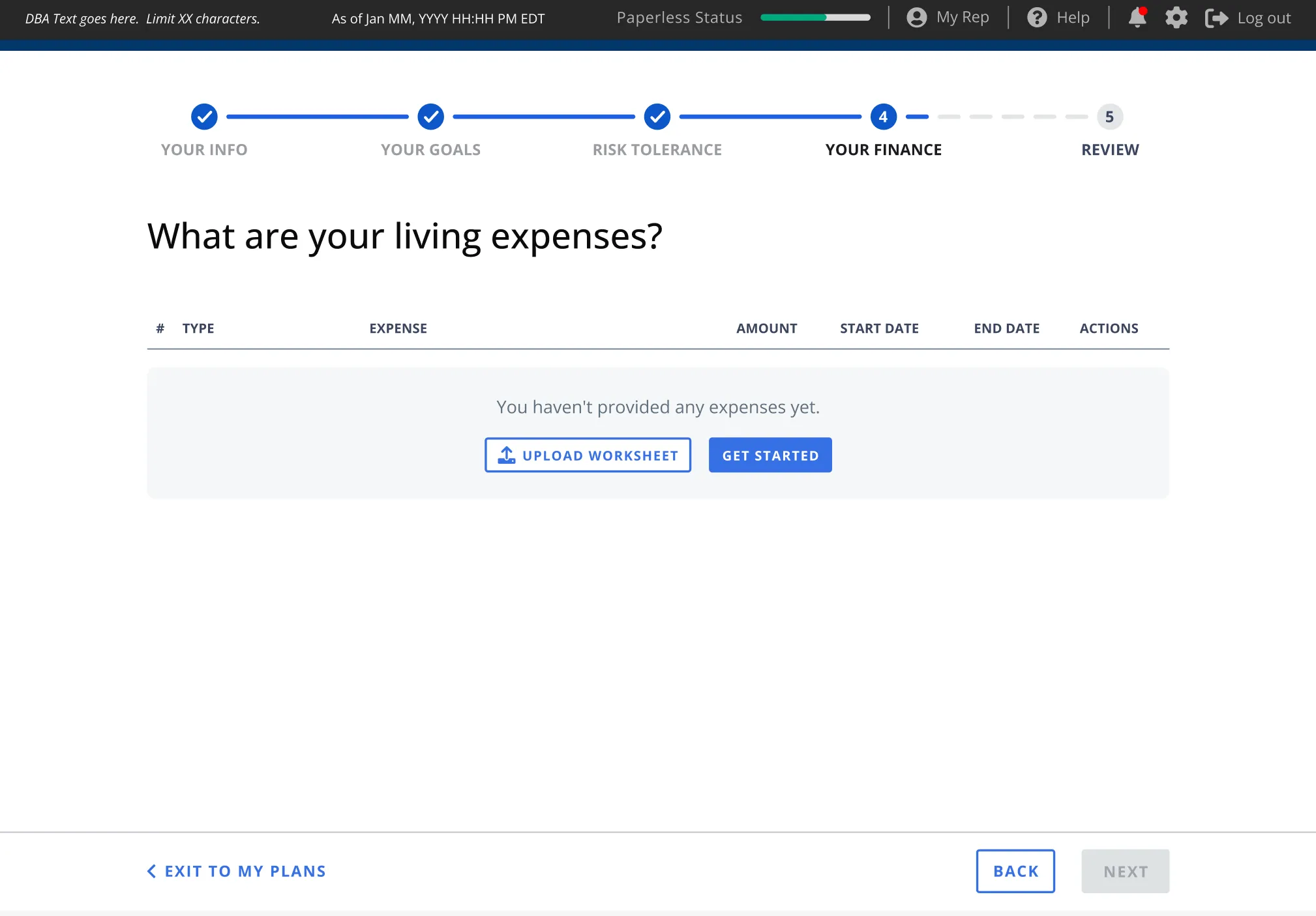 Living expenses, before
